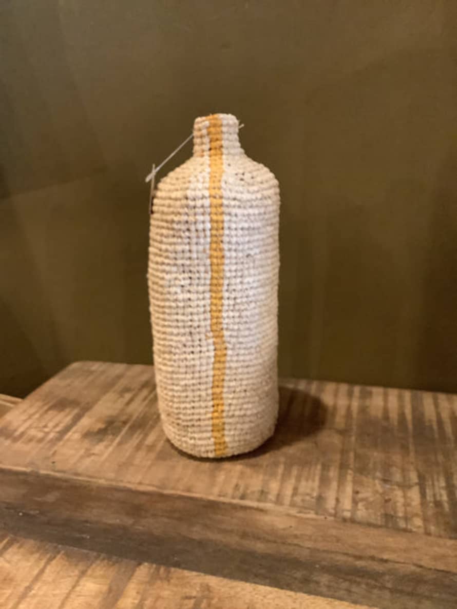 Domoina Tall Woven Vertical Striped Bud/Bottle Vase - Mustard