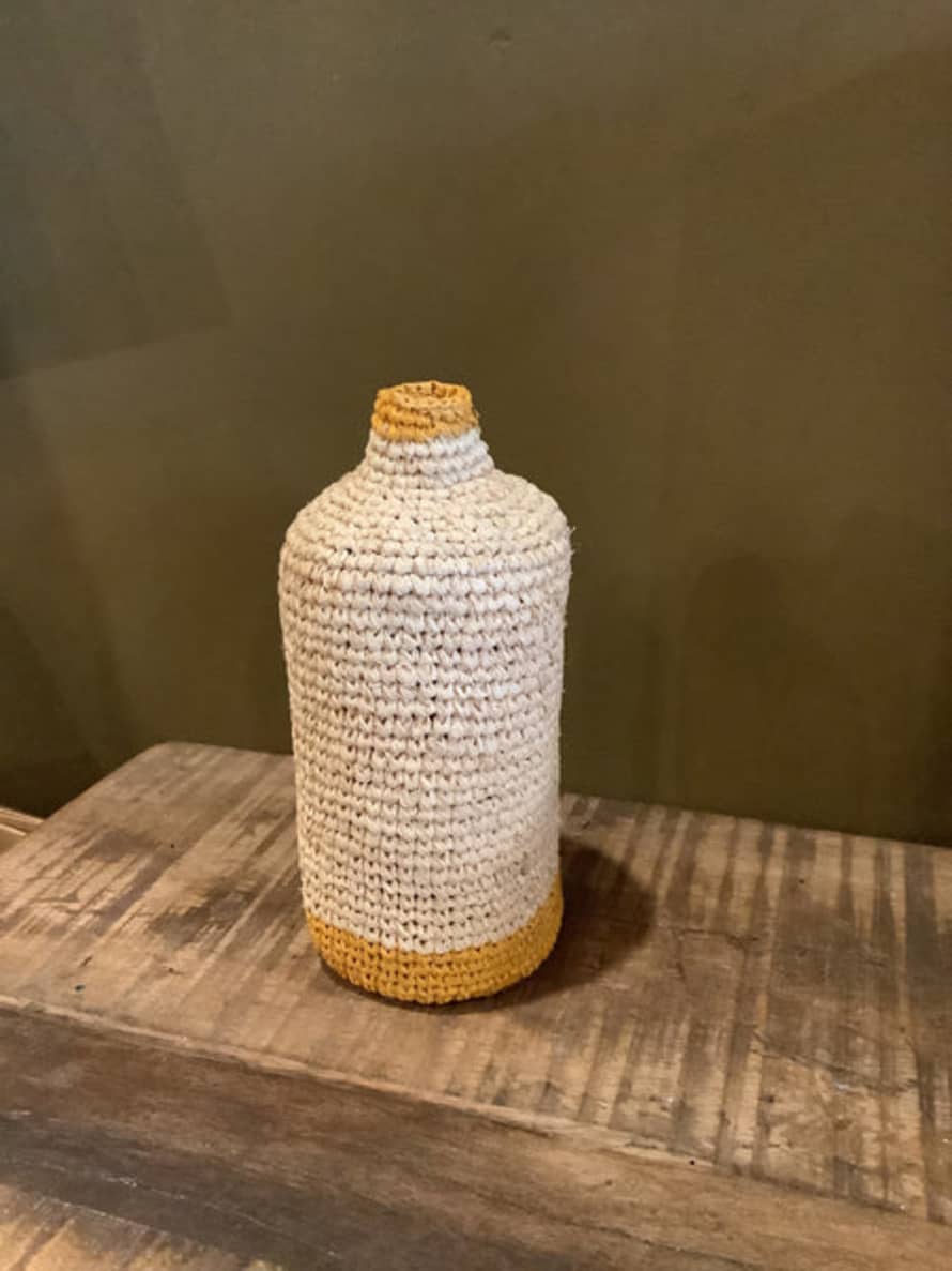 Domoina Medium Woven Bud/bottle Vase - Mustard Base