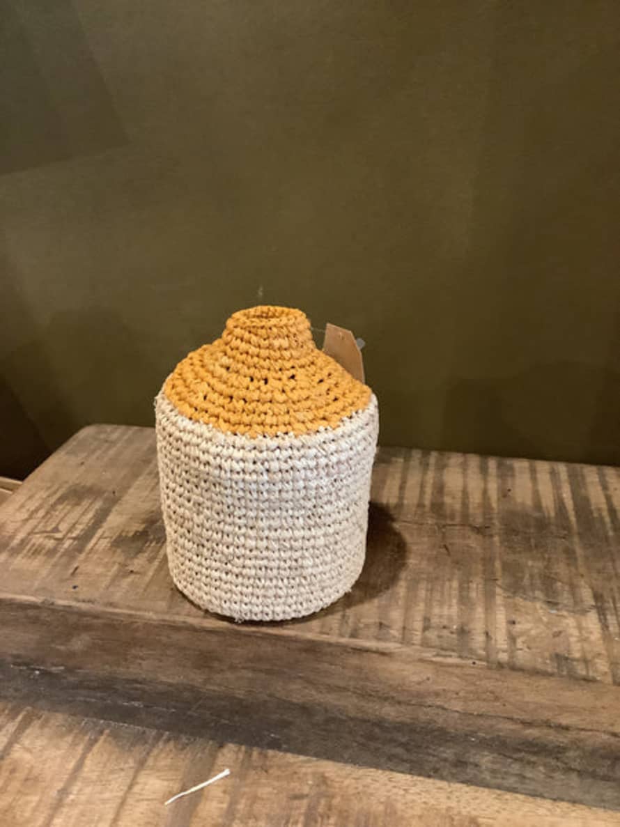 Domoina Small Woven Bud/bottle Vase - Mustard Top