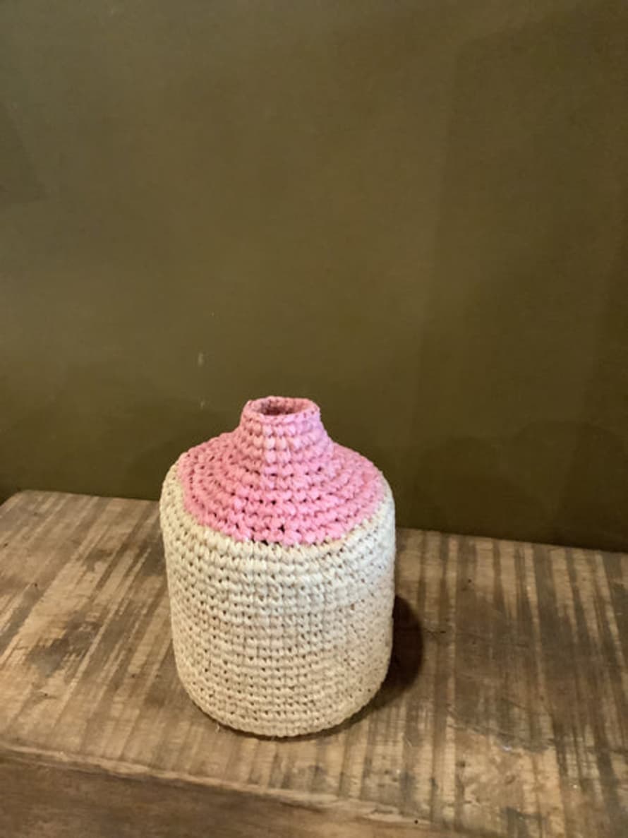 Domoina Small Woven Bud/Bottle Vase - Pink Top