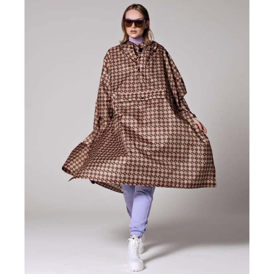 Rainkiss Rain Kiss Damier Rain Poncho In Brown