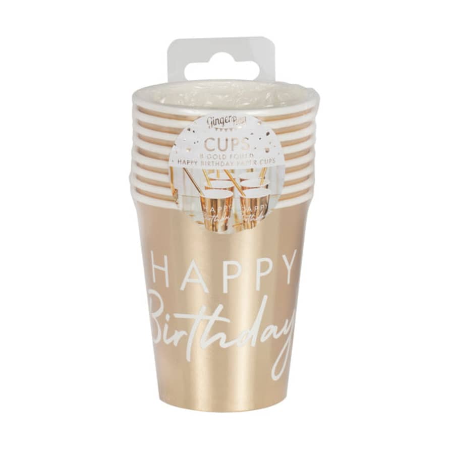 Gingerray Gold Happy Birthday Party Cups