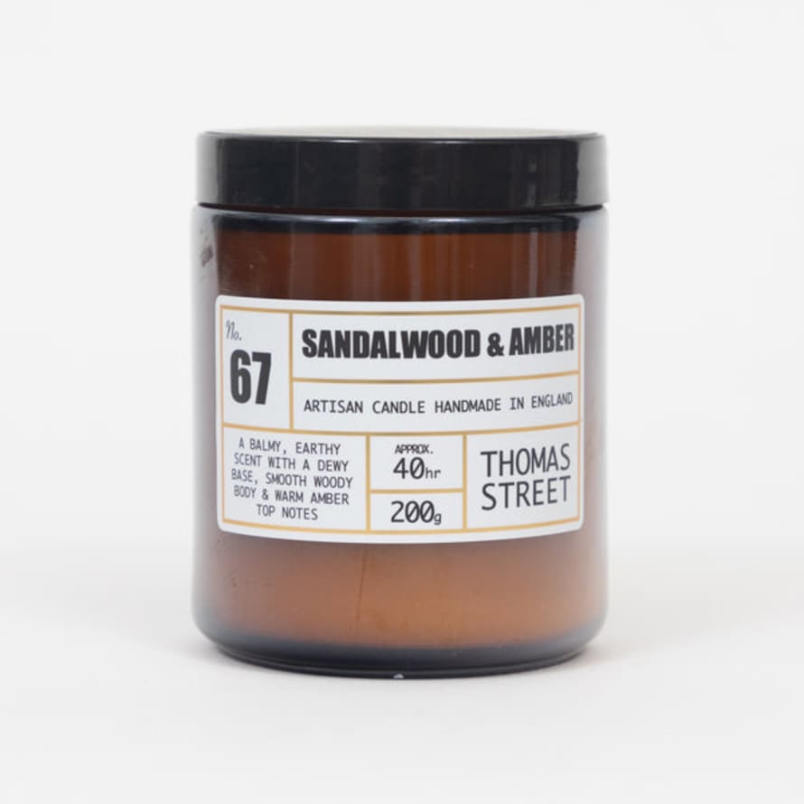 THOMAS STREET CANDLES #67 Sandalwood & Amber Scented Candle (200g)