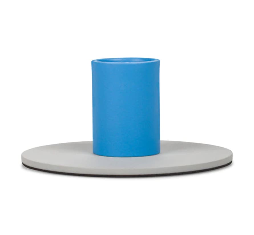 British Colour Standard Two Tone Metal Candleholder in Gull Grey & Nanking Blue