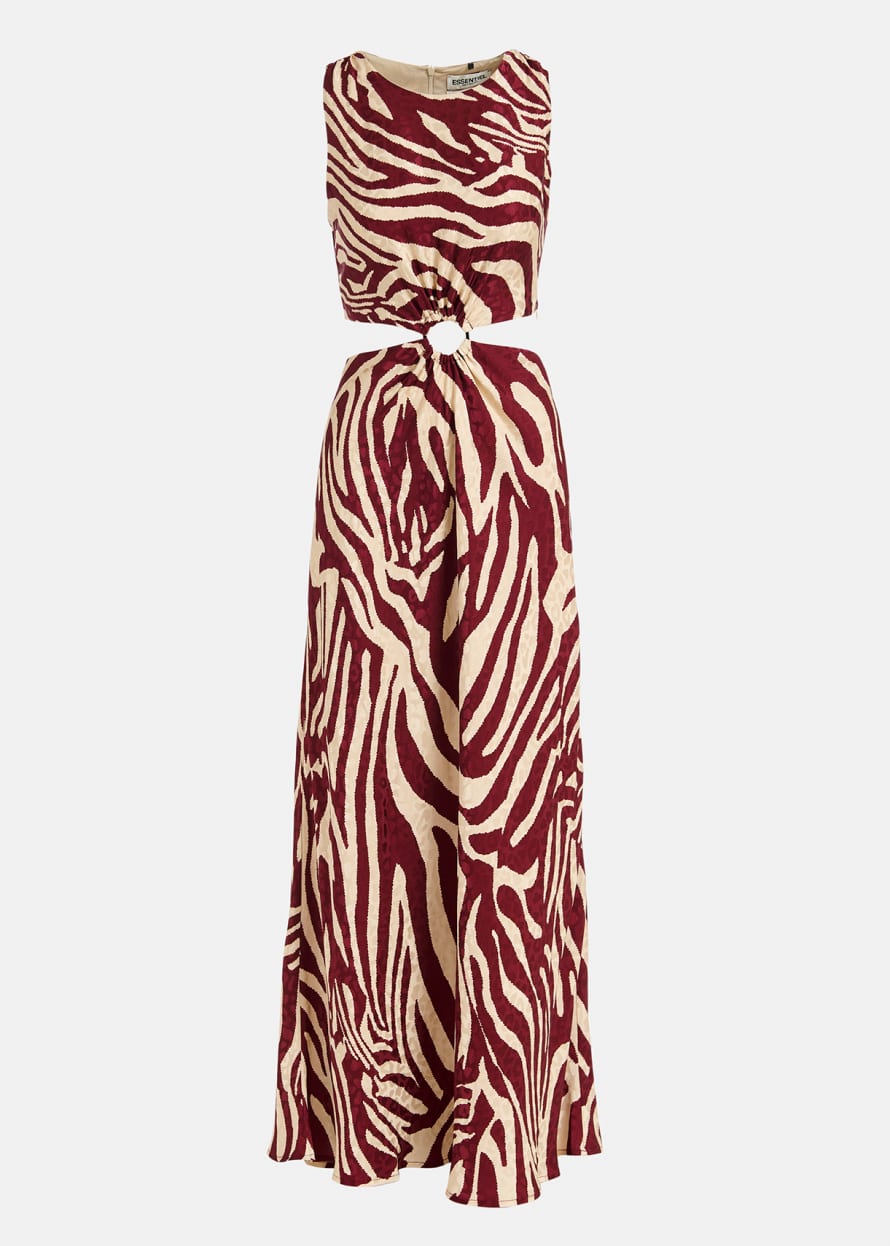 Essentiel Antwerp Fiora Cut Out Dress - Burgundy Zebra