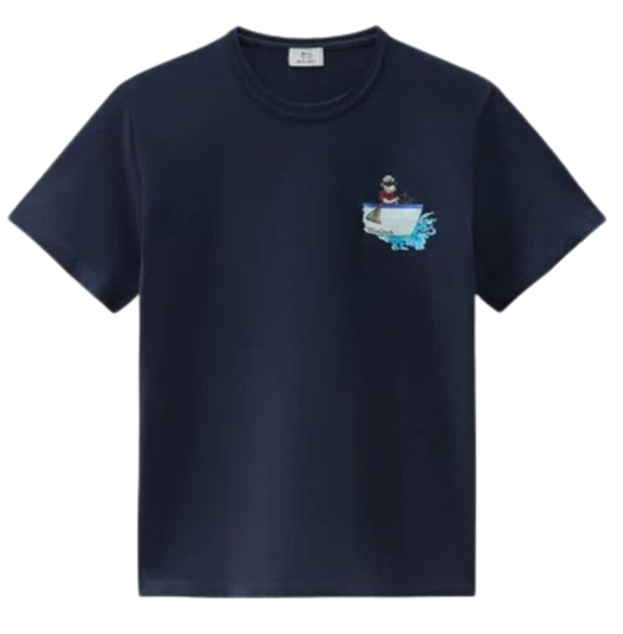 Woolrich Male Animated Sheep Cotton Tee Melton Blue