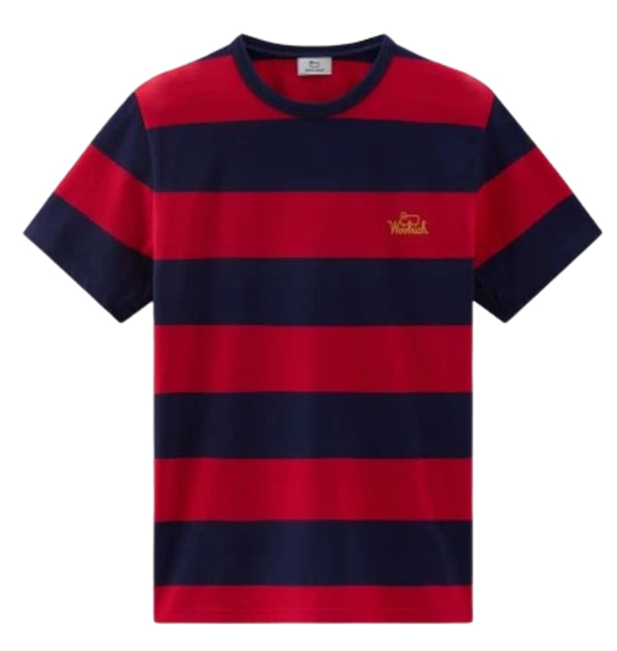 Woolrich Male Cotton Tee Striped Red