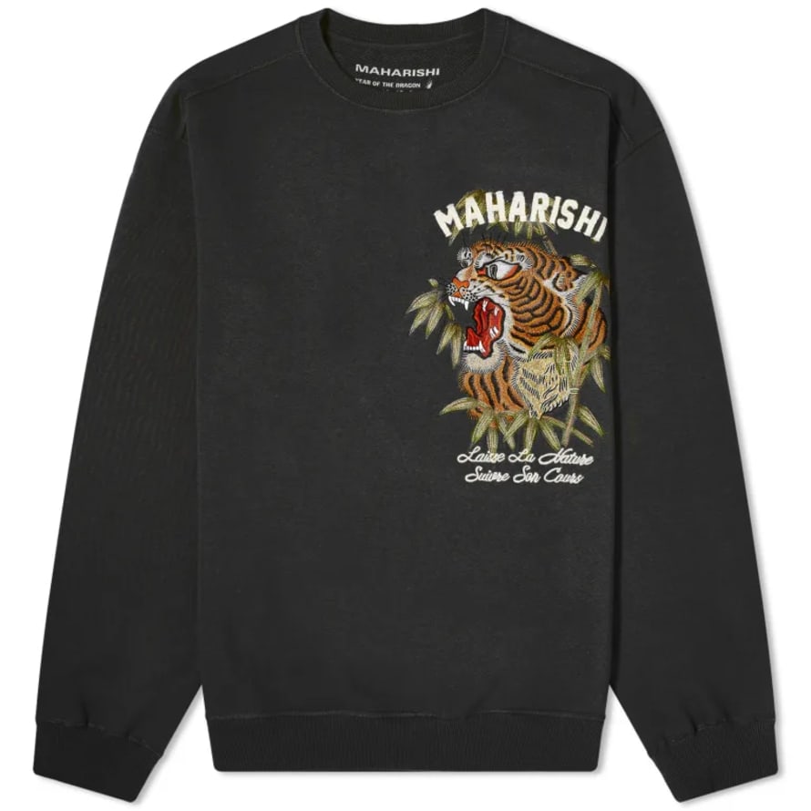 Maharishi Maha Tiger Embroidered Sweatshirt Black