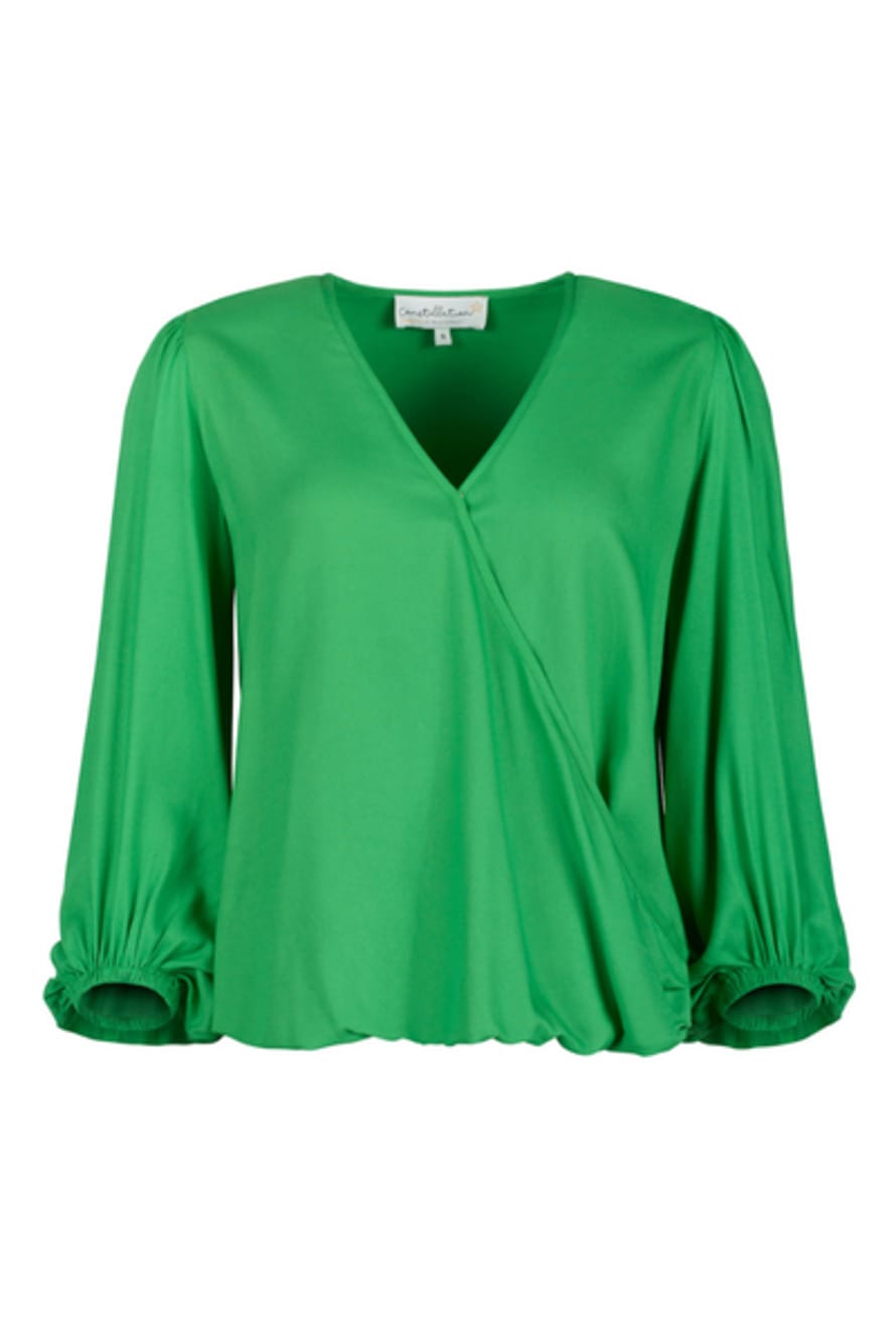 Constellation By Helena Shamrock Twill Cross Over Blouse