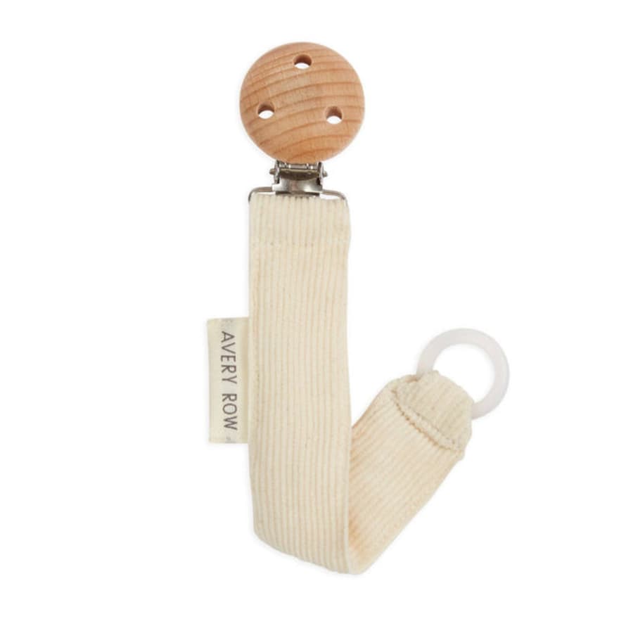 Avery Row Pacifier Holder In Cream Corduroy Organic Cotton By