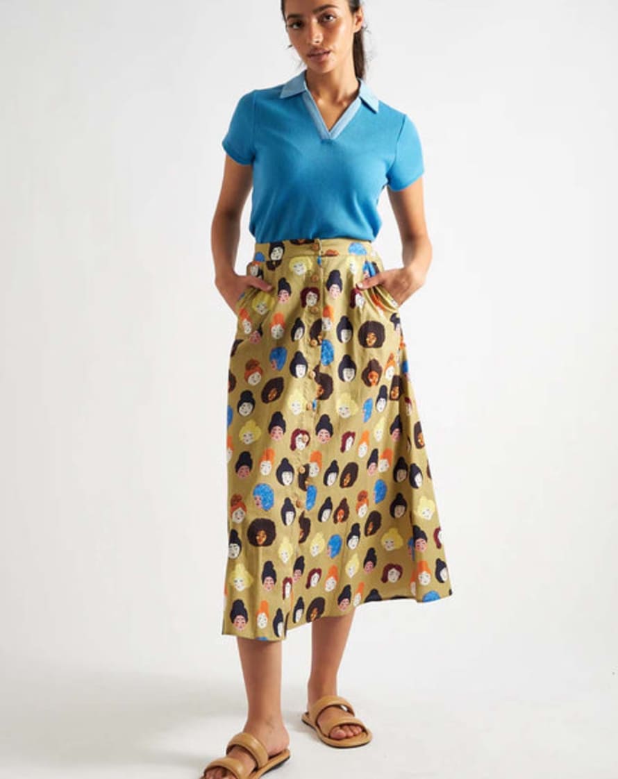 Louche London Louche - Hestia Midi Skirt - Besties Print Multi