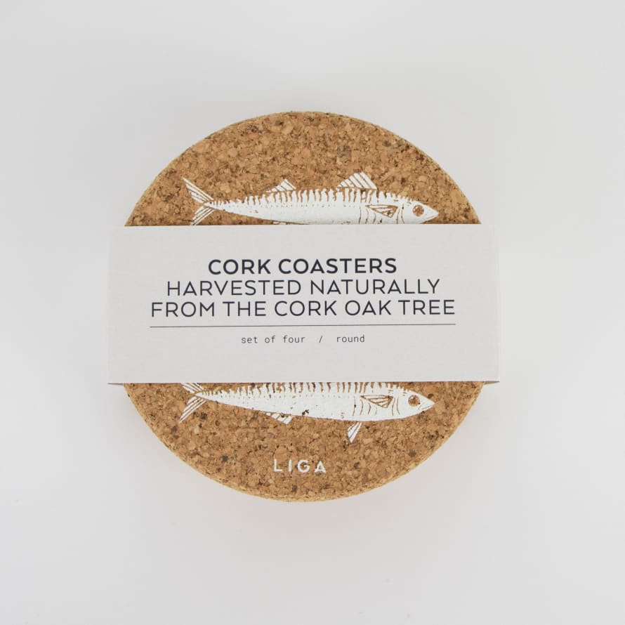 LIGA Cork Coasters | Mackerel Set of 4
