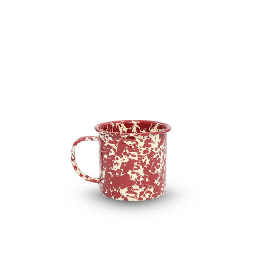 Crow Canyon Home Enamel Splatter Cup - Burgundy And Cream 12oz