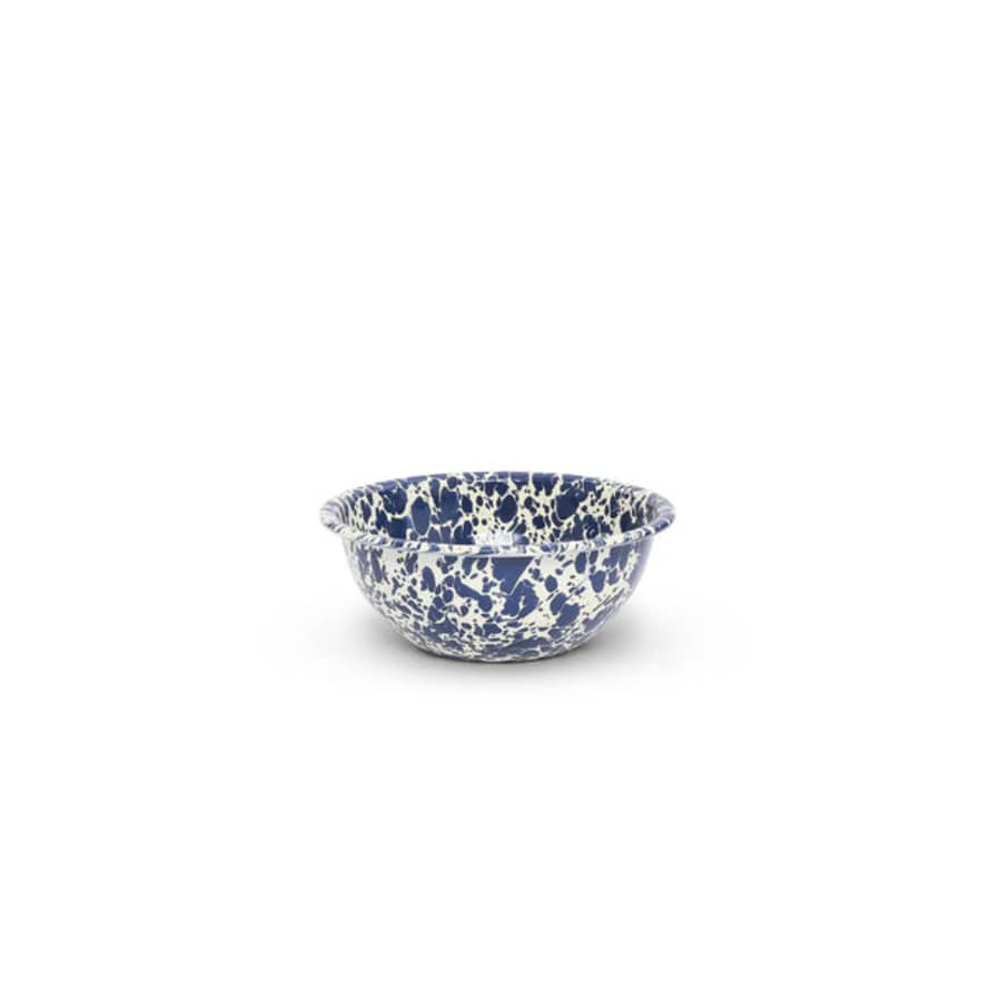 Crow Canyon Home Enamel Splatter Enamelware Cereal Bowl - Navy And Cream 20 Oz
