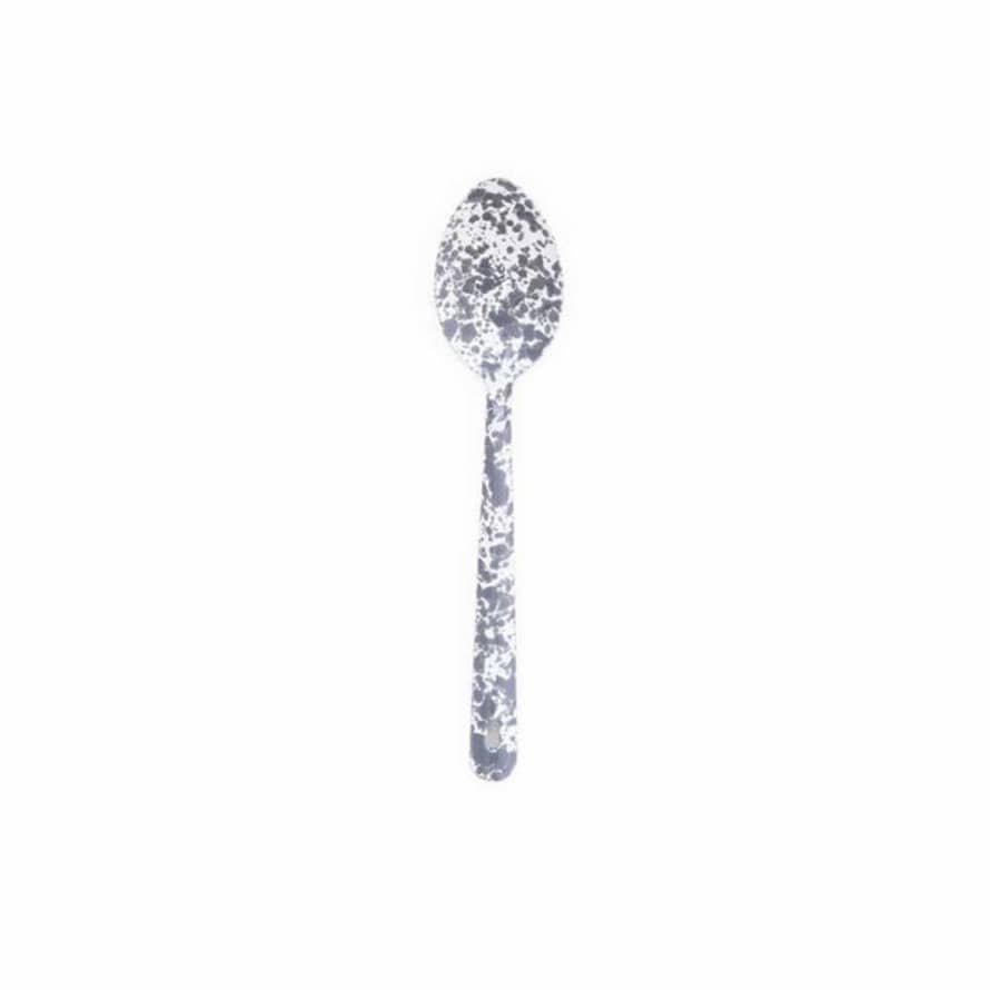 Crow Canyon Home Enamel Splatter Serving Spoon - 12" Grey And White
