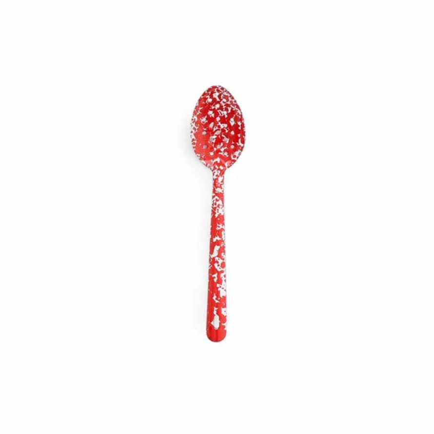 Crow Canyon Home Enamel Splatter Slotted Spoon - 12" Burgundy And Cream