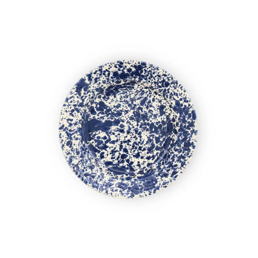 Crow Canyon Home Enamel Splatter Dinner Plate - Navy And Cream