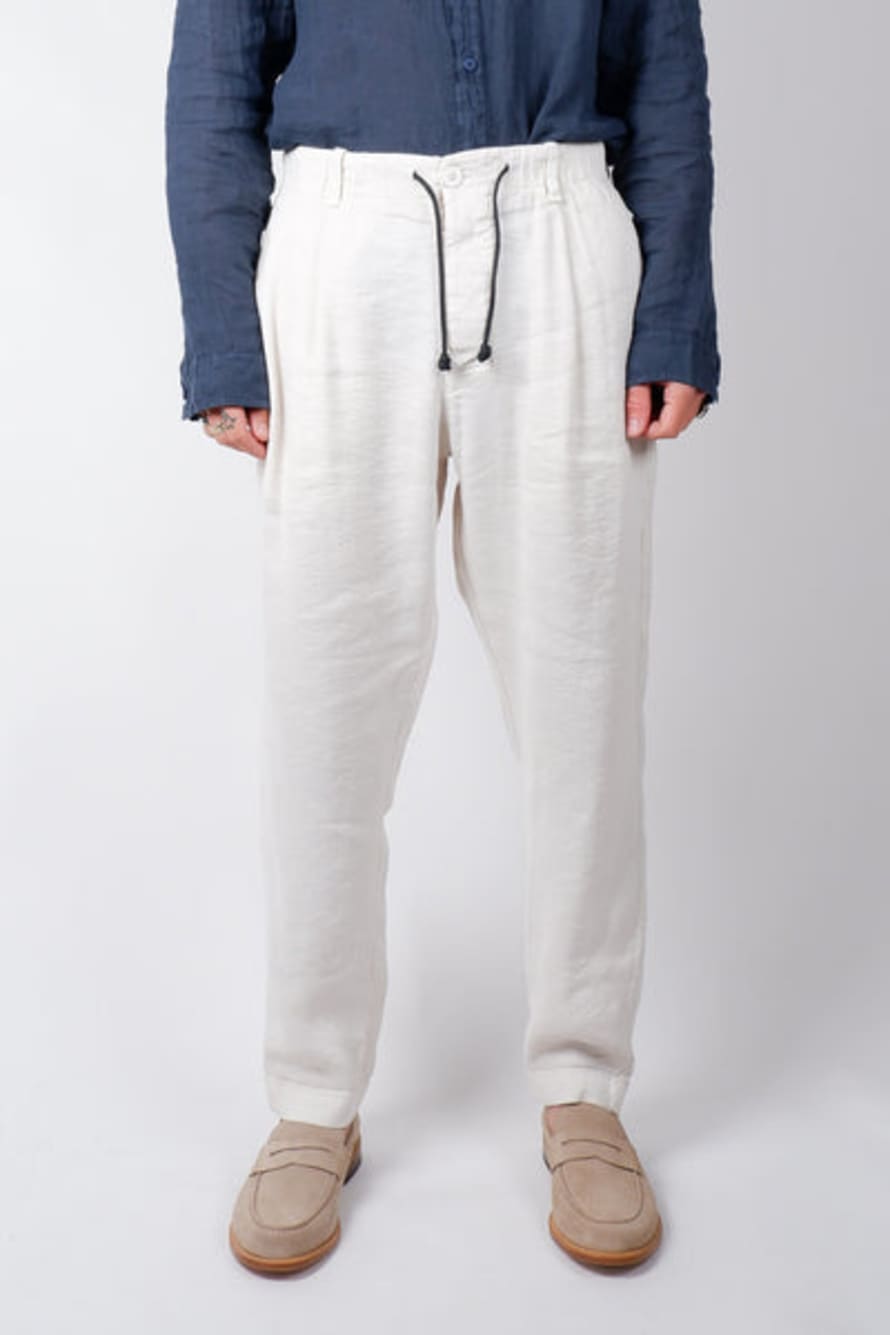 Transit Stretch Linen Cropped Trousers Ice