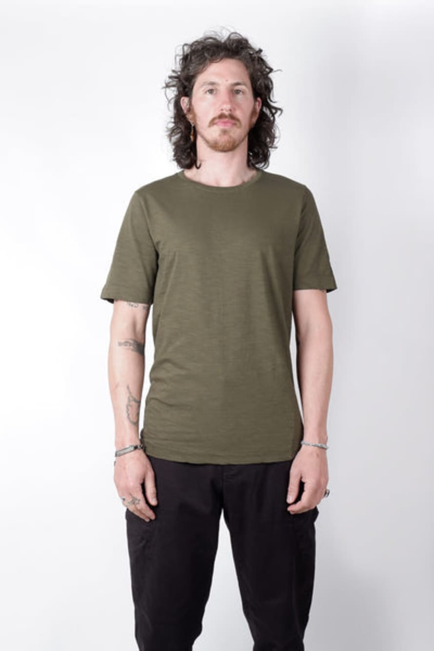 Transit Textured Detail Cotton T-shirt Green