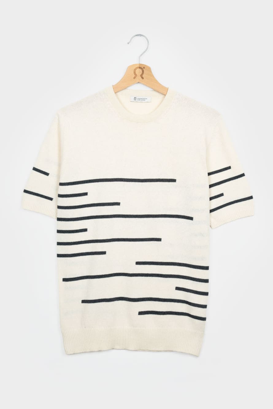 Rifo Adone Striped Organic Cotton T-Shirt in Natural