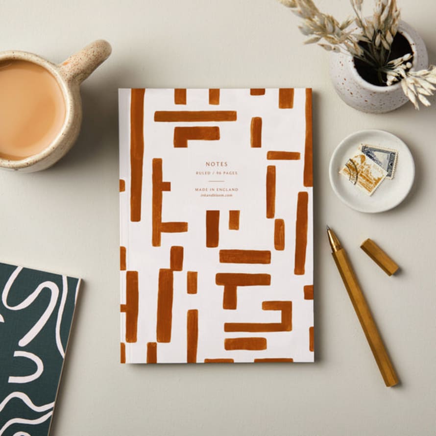 INK & BLOOM A5 Ruled Notebook In Abstract Tan Block