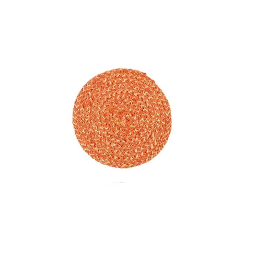 British Colour Standard Set Of Four Round Woven Jute Coasters - Tangerine