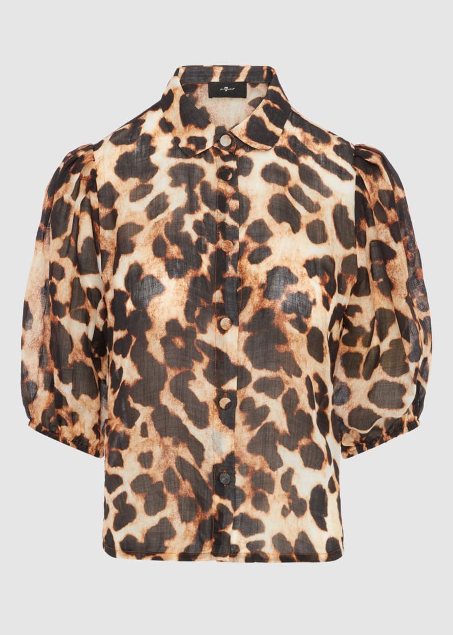 7 For All Mankind  Puff Blouse - Ramie Leopard