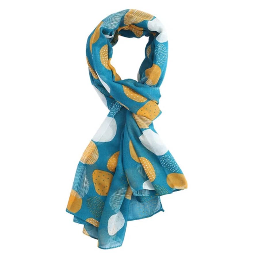Miss Sparrow Sf032 Sketched Spots Scarf In Teal