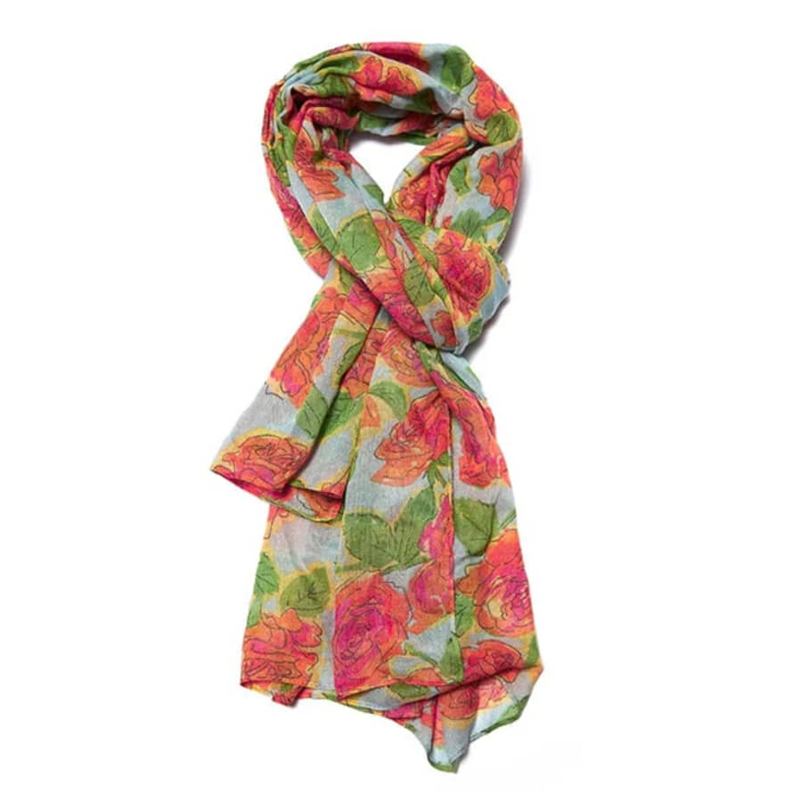 Miss Sparrow Sf036 Roses Scarf In Grey