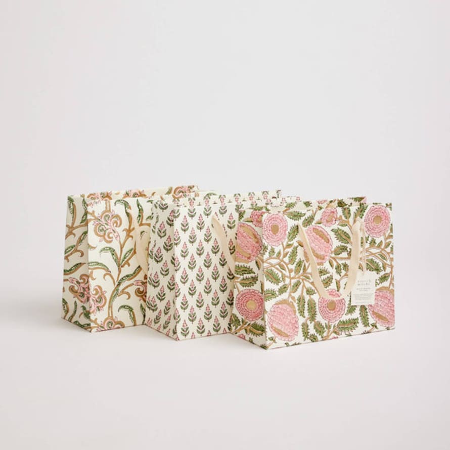 Paper Mirchi Hand Block Printed Gift Bags (medium) - Blush