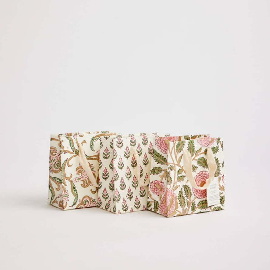 Paper Mirchi Hand Block Printed Gift Bags (small) - Blush