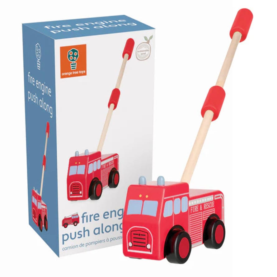 Orange Tree Toys Fire Engine Push Along