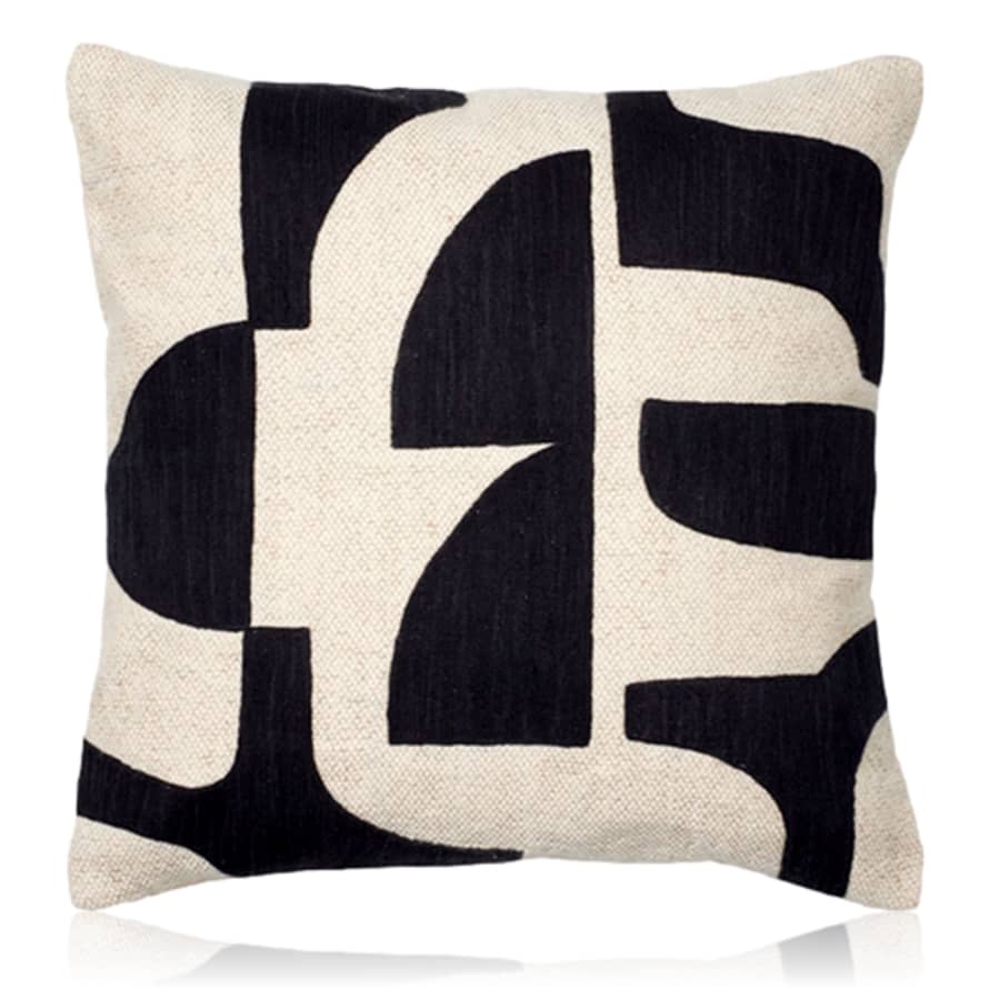 Broste Copenhagen Mundo Cushion Black & Off-White 50 x 50 cm