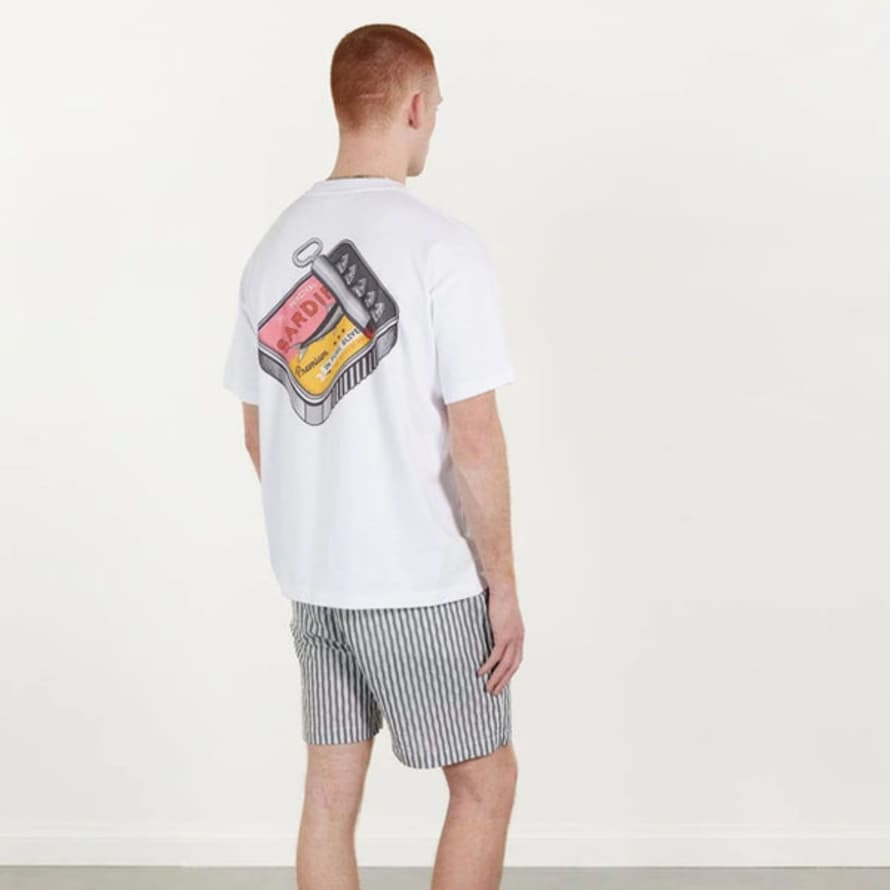 Percival Sardines Oversized T Shirt Embroidered Organic Cotton White