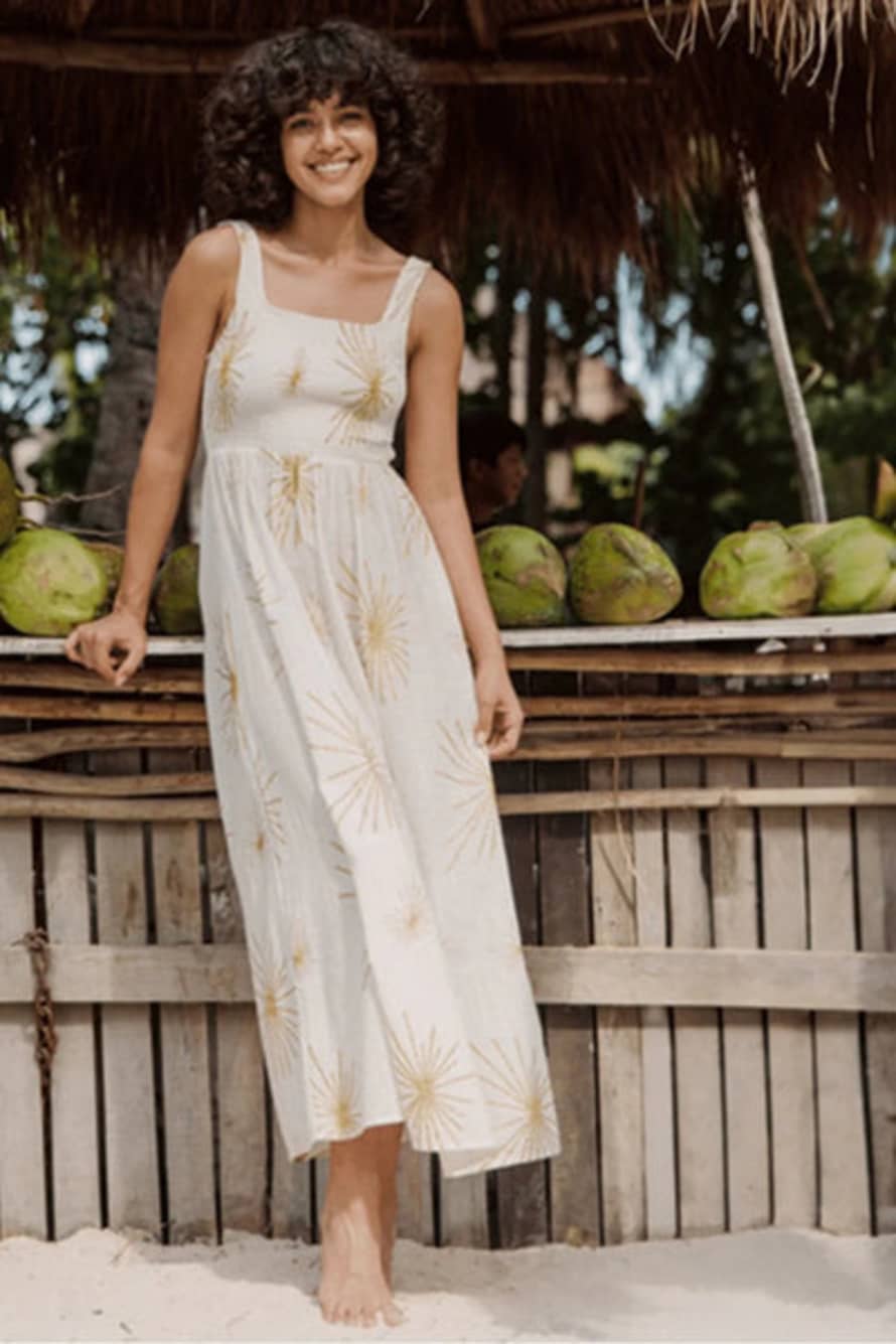 BOHO BEACH FEST Sundress - Amande Sevilla White & Gold Dress