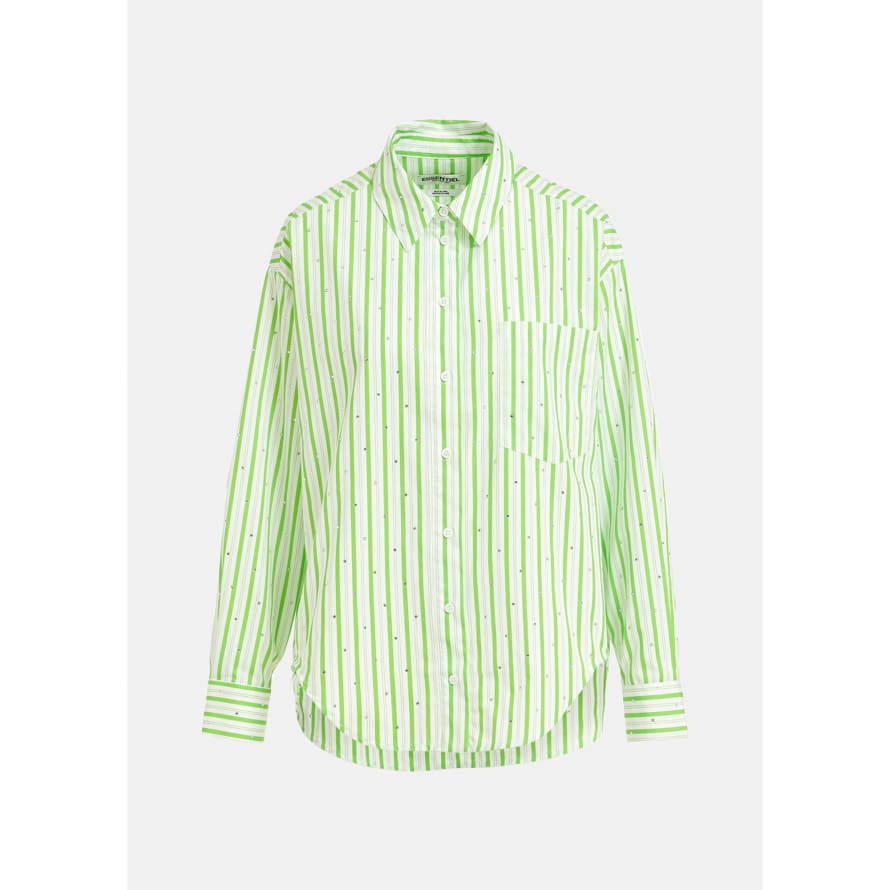 Essentiel Antwerp Fevertree Green And White Shirt With Embroidery