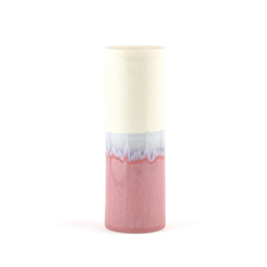 SGW Lab Cylinder Vase In Matte White And Pink