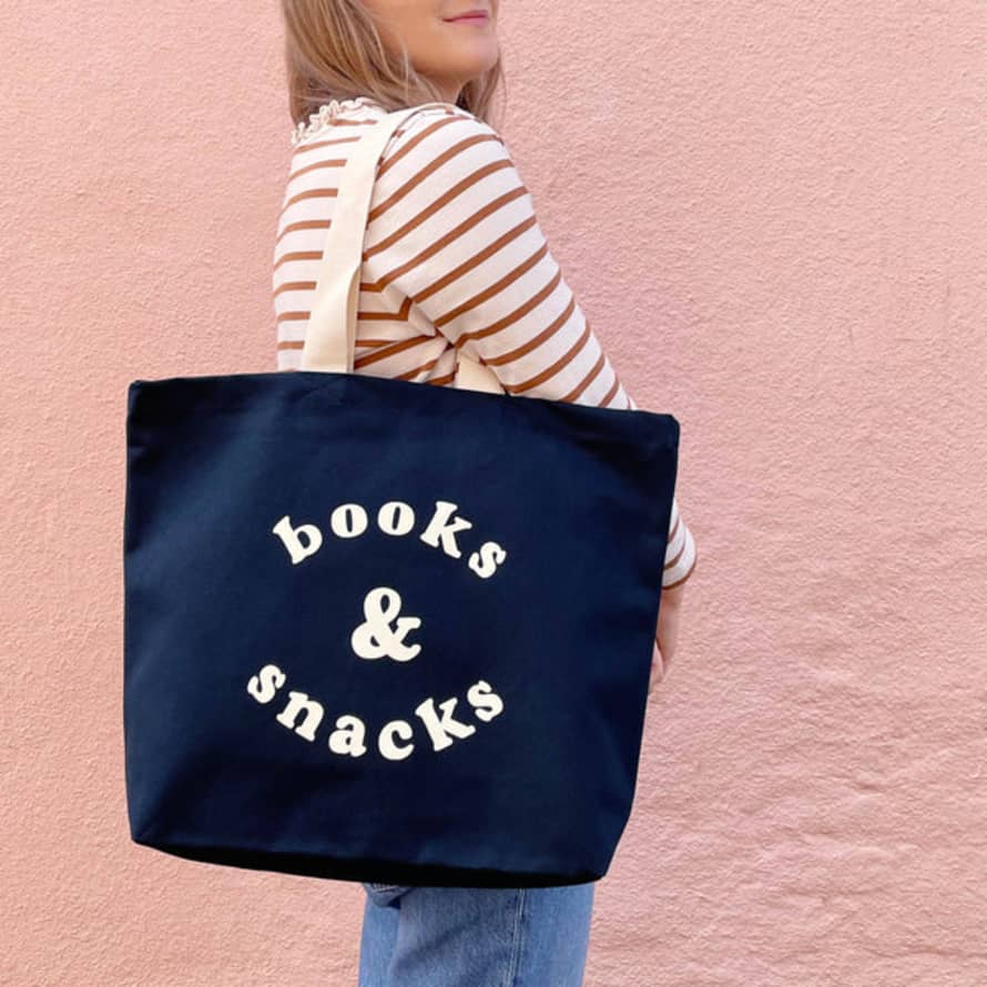 Alphabet Bags Books & Snacks - Midnight Blue Canvas Tote Bag