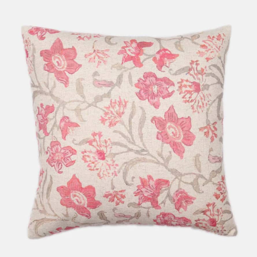 Biggie Best Pink Floral Cushion With Trailing Stems