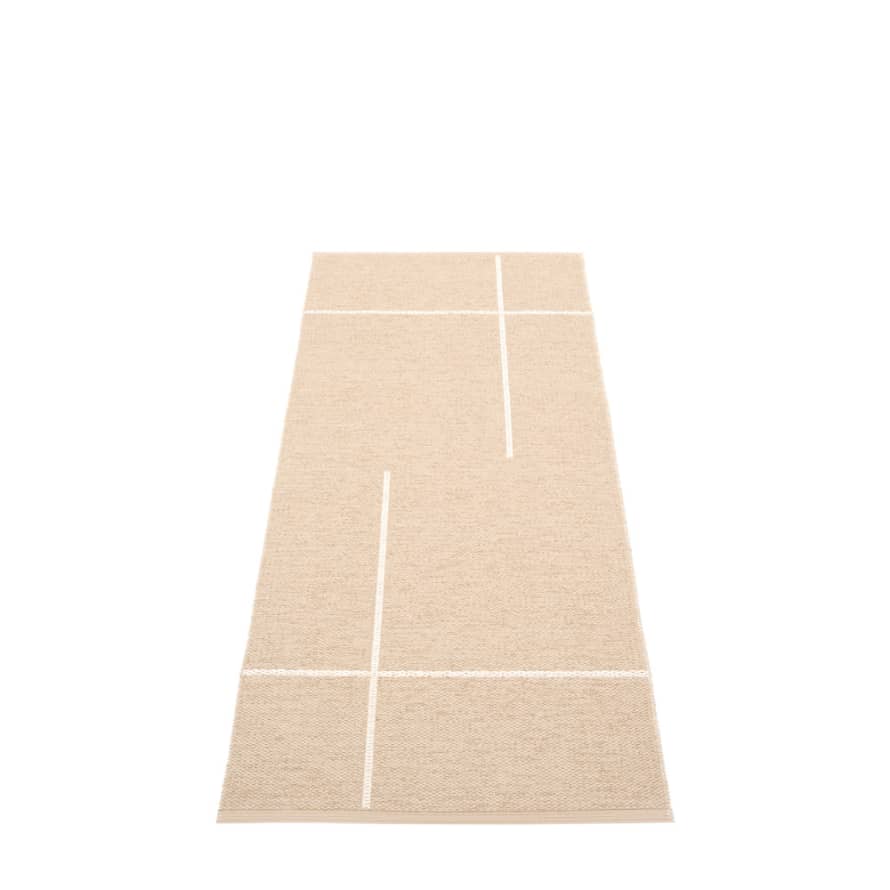 Pappelina Pappelina Fred Design Washable Durable Floor Or Runner Rug 70x180cm Beige & Vanilla