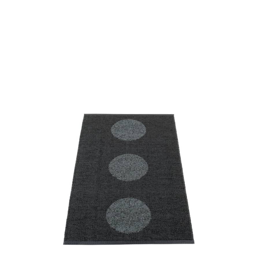 Pappelina Pappelina Vera 2.0 Design Washable Biovyn Sustainable Floor Or Runner Rug 70x120cm Black/black Metallic