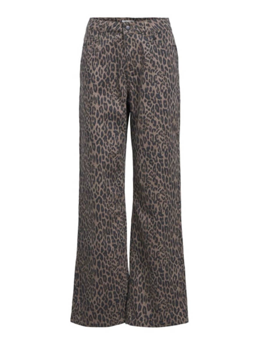 Object Wide Leg Leopard Print Jeans