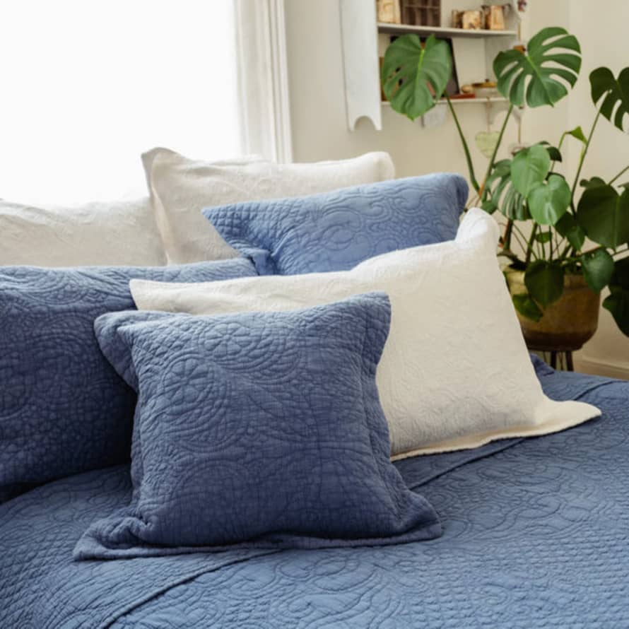 Forever England Stonewash Cotton Lapis Blue Cushion With Pad