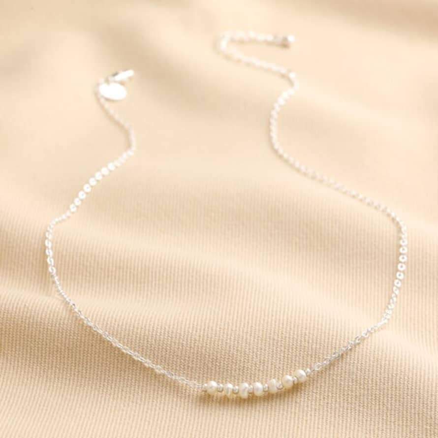 Lisa Angel Freshwater Pearl Chain Necklace In Silver