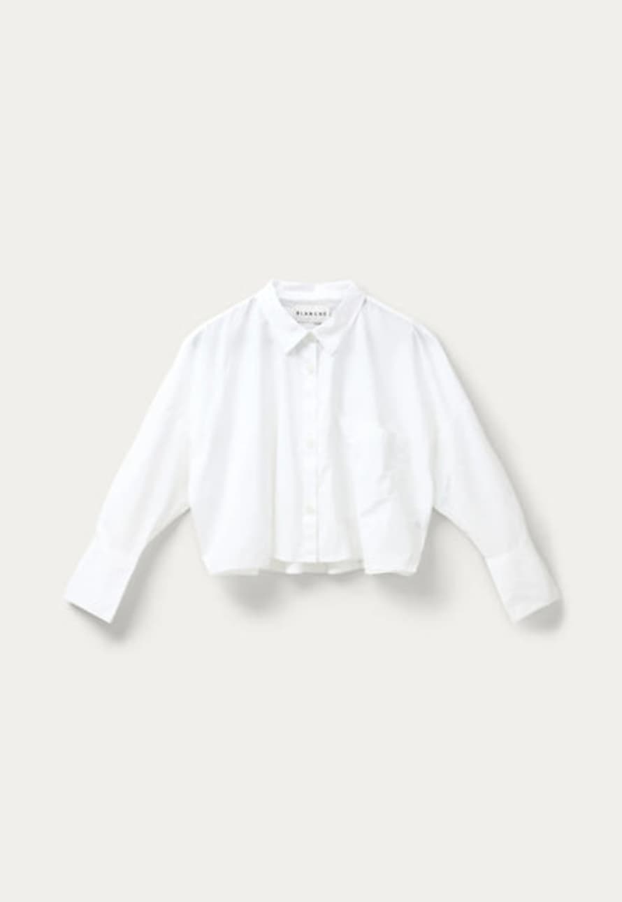 Blanche Dibella Crop Statement Shirt In 100% Organic Cotton In White