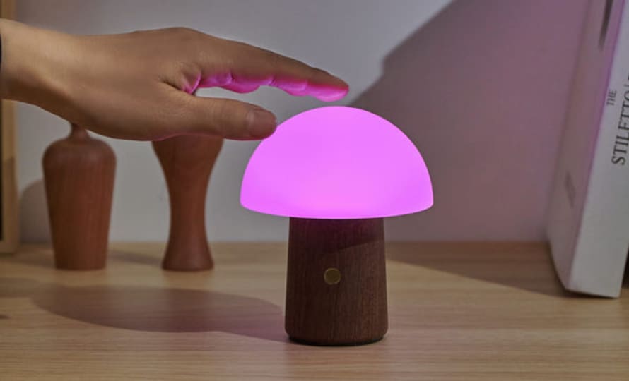 Gingko Mini Alice Mushroom Lamp Walnut