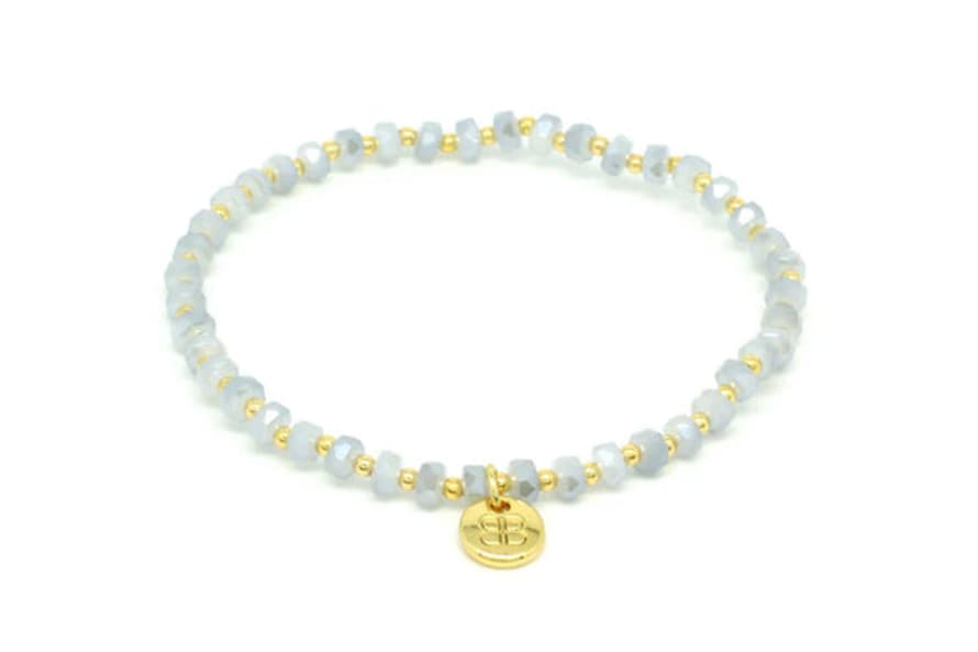 Boho Betty Prunus Grey & Gold Crystal Stretch Bracelet
