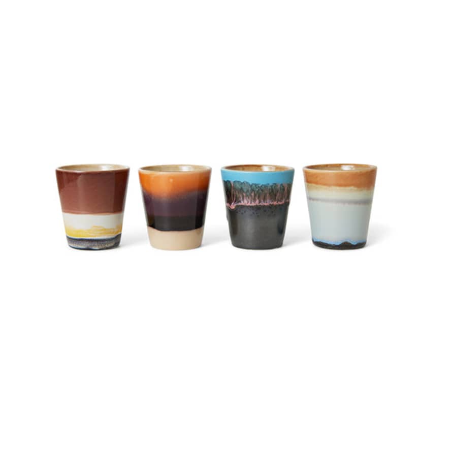 HK Living 70s Ceramics: Ristretto Mugs Solar, Set Of 4