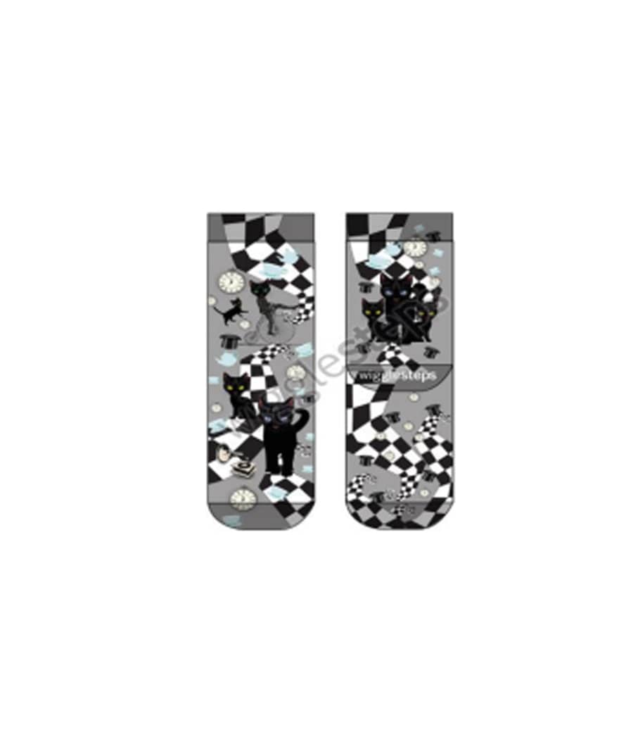 Urbiana Grey Chess Cat Socks