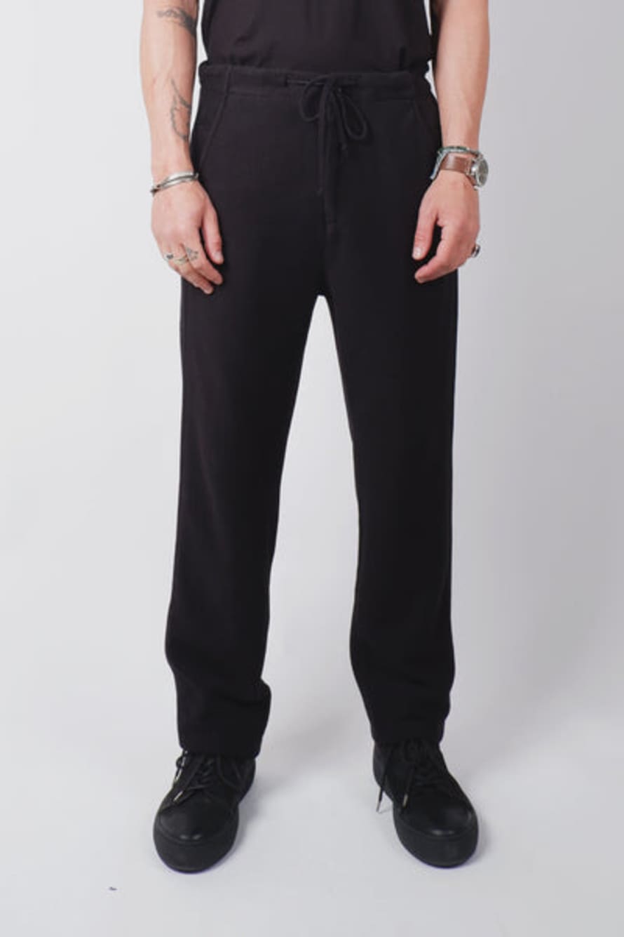 Hannes Roether Ribbed Cotton Trouser Black